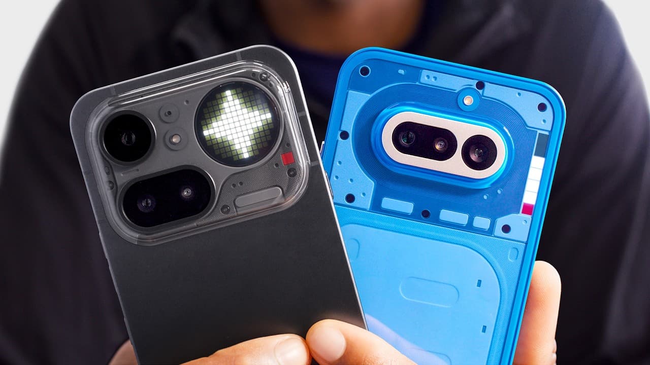 MKBHD Nothing Phone 4A and 4A Pro review thumbnail — two phones on a dark background