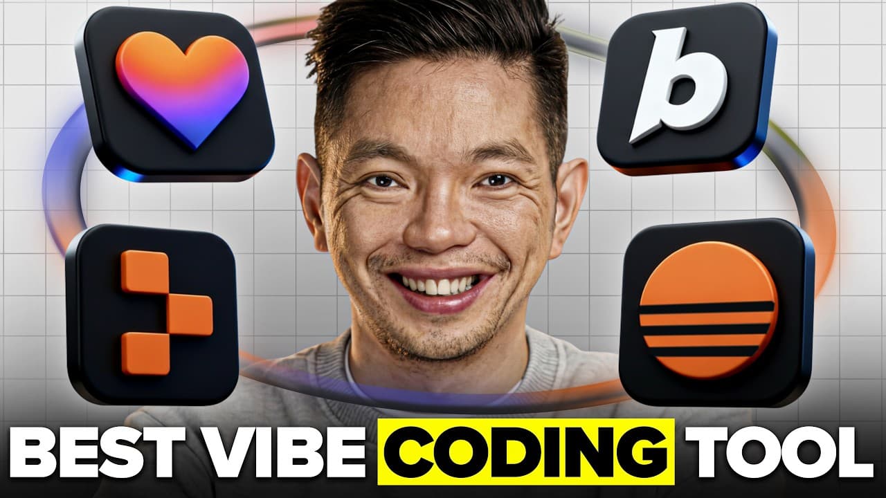 Thumbnail from Mikey No Code's YouTube video about the best vibe coding tools in 2026