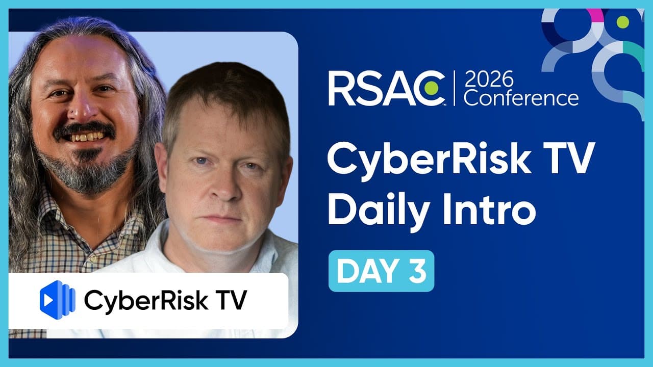 RSAC 2026 Day 3 coverage from Cyber Risk TV showing security professionals discussing AI in the SOC